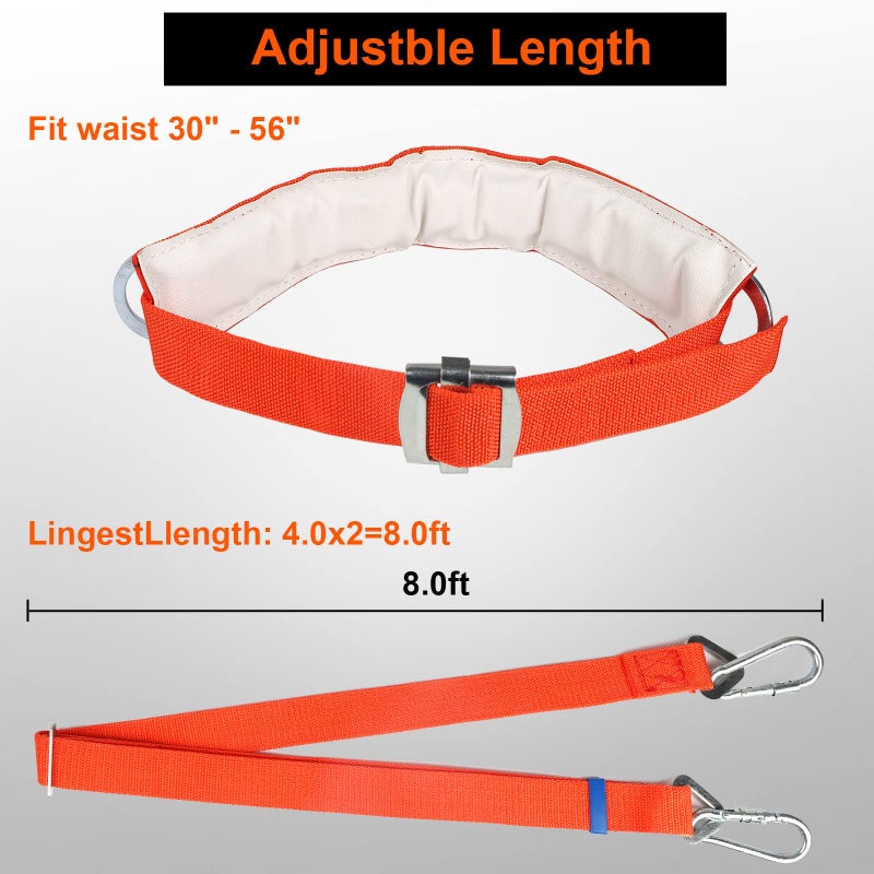 TT TRSMIMA Safety Belt with Adjustable Lanyard - Tree Climbing Belt Harness with Fall Protection  Ladder Safety Harness and Sports Gloves - Image 2